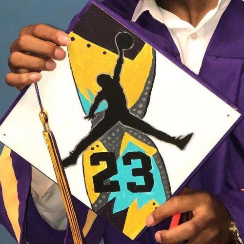 Graduation Cap With Jumpman Logo #jumpmangradcap #paintedcap