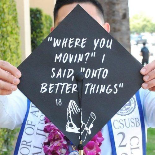 Simple Black Cap With Quotes #simplegraduationcap #quotes