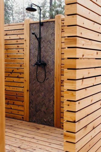 Wood Closed Outdoor Shower #woodclosedshower