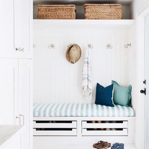 Entryway With Shoe Drawers Under Bench #underbenchshoesstorage