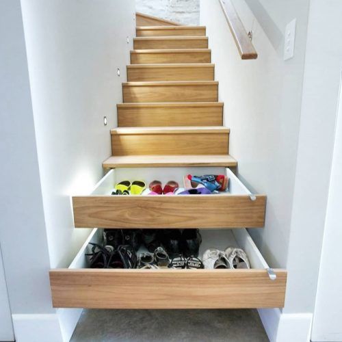 Shoe Drawers In Stairs #shoestorageunderstairs