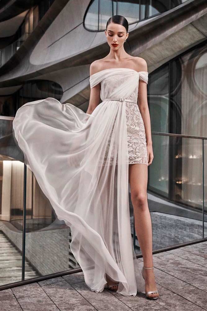 Asymmetric Tulle Cape #asymmetricweddingdress #uniqueweddingdress