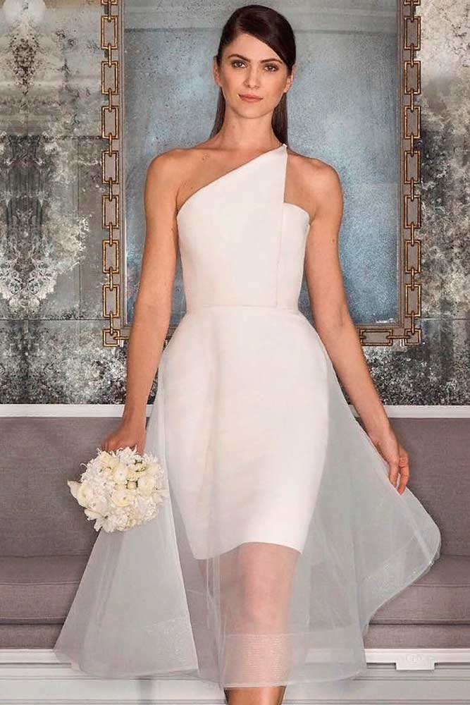 One shoulder 2025 short wedding dress