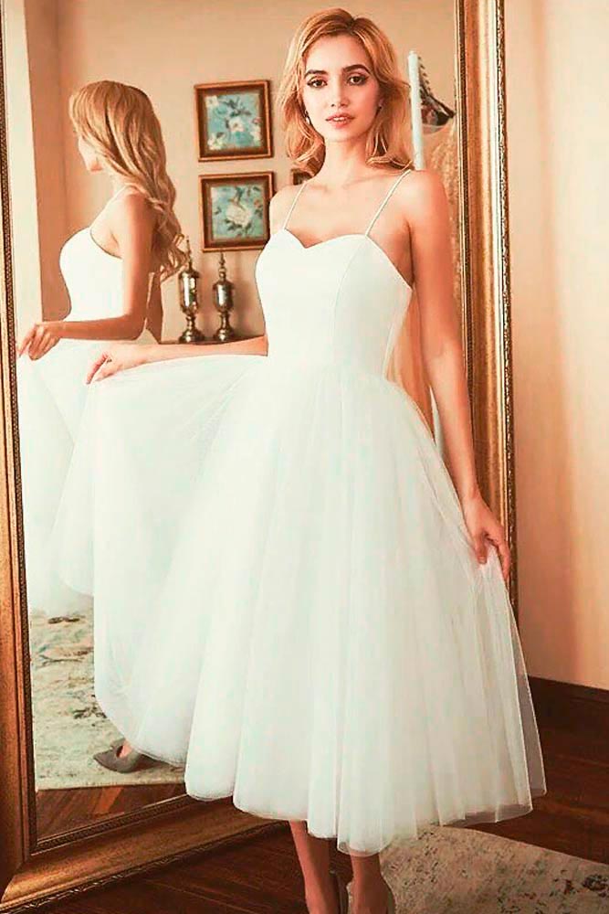 Simple Spaghetti Straps Wedding Dress #cuteweddingdress #simpleweddingdress