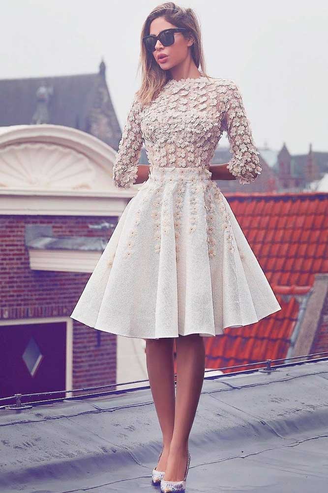 Short floral wedding clearance dresses