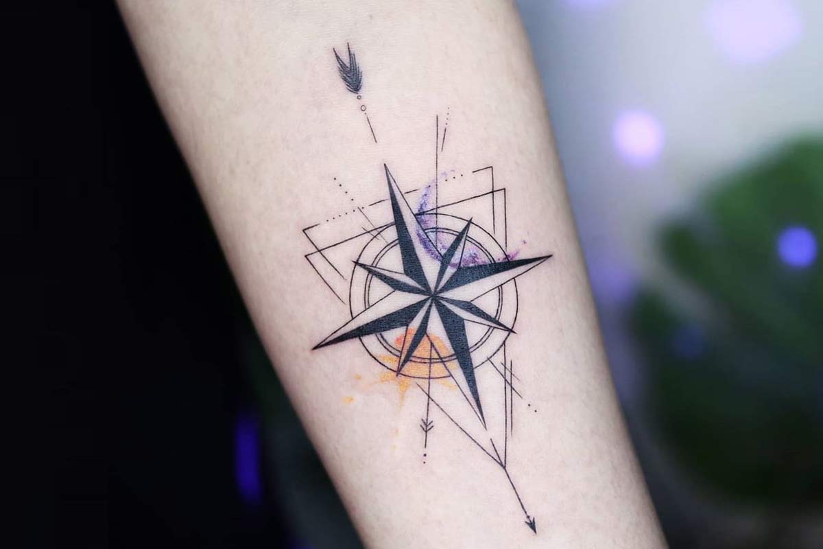 Minimal compass tattoo on the ankle - Tattoogrid.net