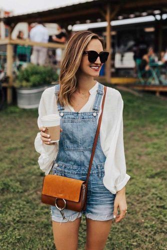 Overall Shorts With Billowy Top #billowytop