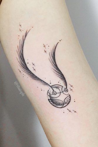 Hogwarts and golden snitch tattoo by Andrea Morales  Post 26524