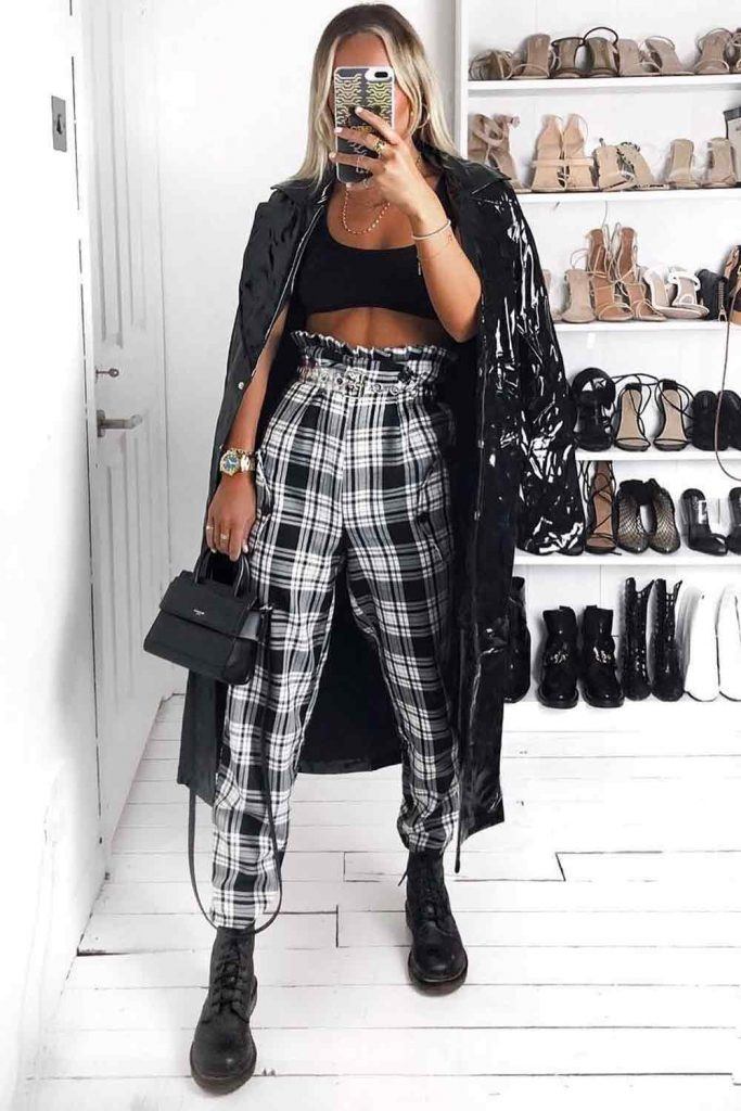 Black Blazer with Grey Plaid Dress Pants Outfits For Women (1 ideas &  outfits)