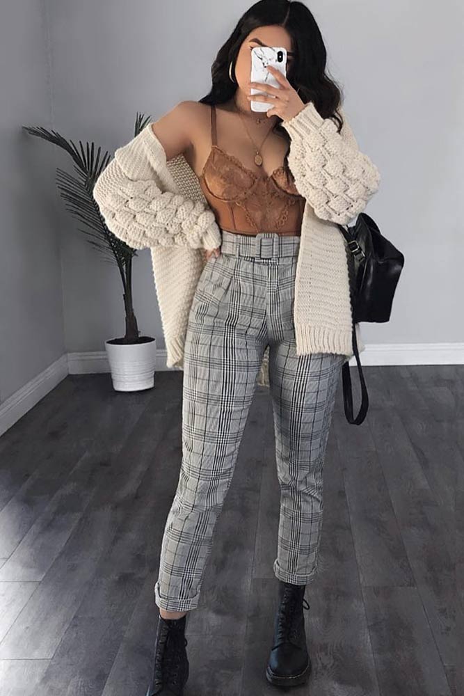 Outfit Idea - Plaid Blazer + Lace Bodysuit Outfit Idea  Lace bodysuit  outfit, Bodysuit outfit jeans, Body suit outfits