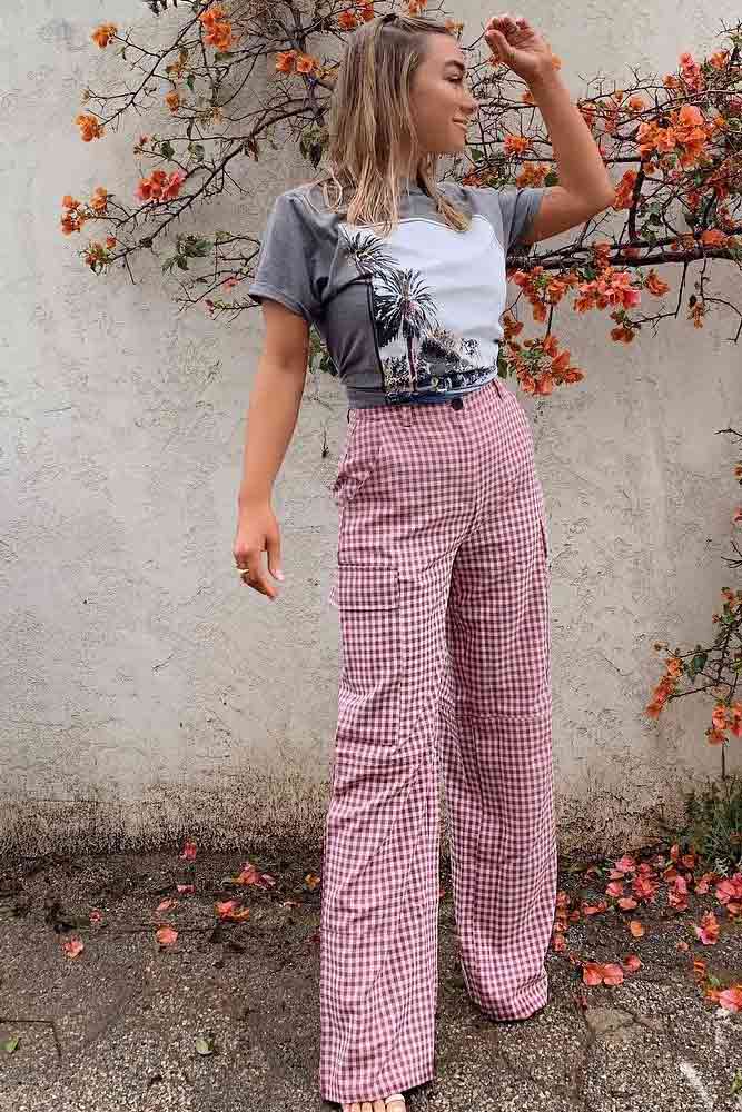 light pink plaid pants