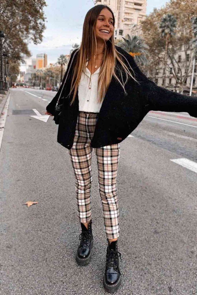 plaid girl pants