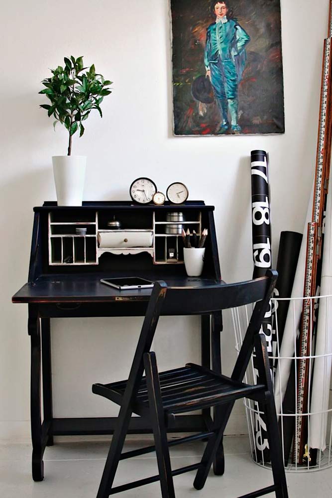 Small Classic Black Secretary Desk #studyspace #smallsecretarydesk