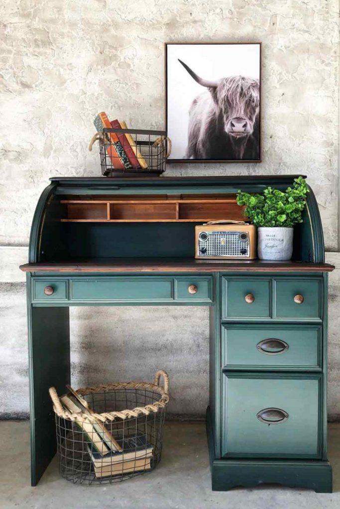 Blue Secretary Desk #bluesecretarydesk