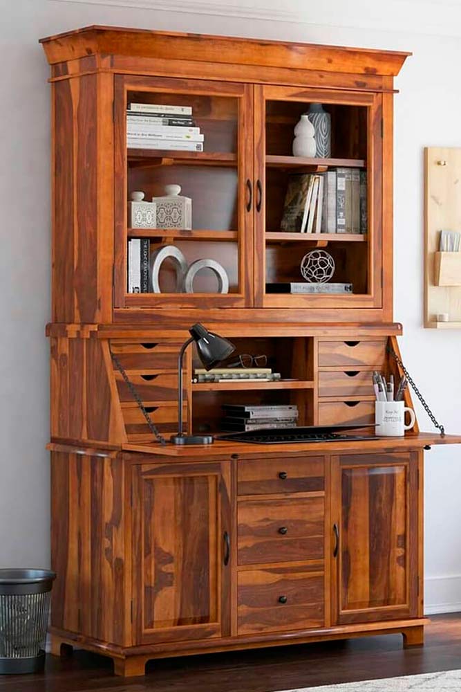 Wood Classic Secretary Desk With Hutch #woodsecretarydesk
