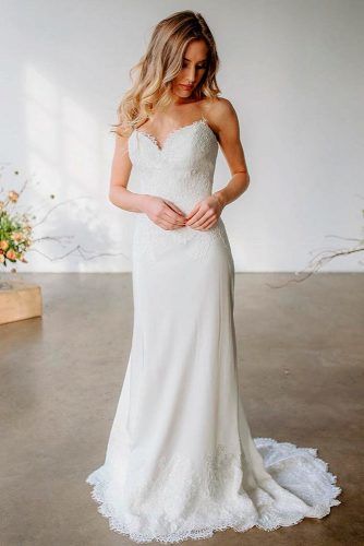 Simple Lace Bridal Gowns #laceweddingdress #straplessdress