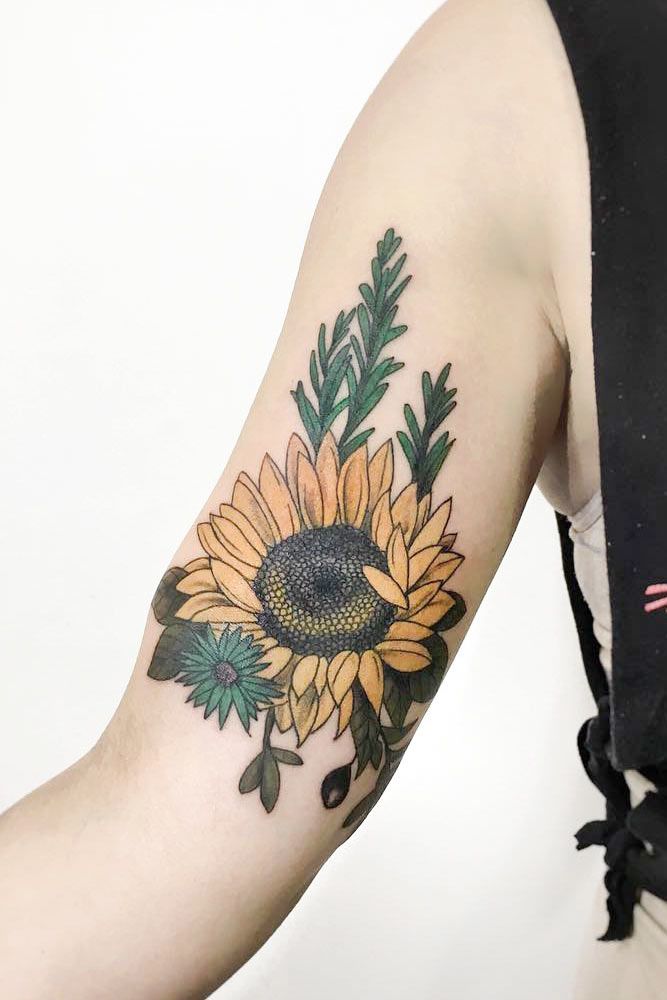 Sunflower tattoo idea | TattoosAI