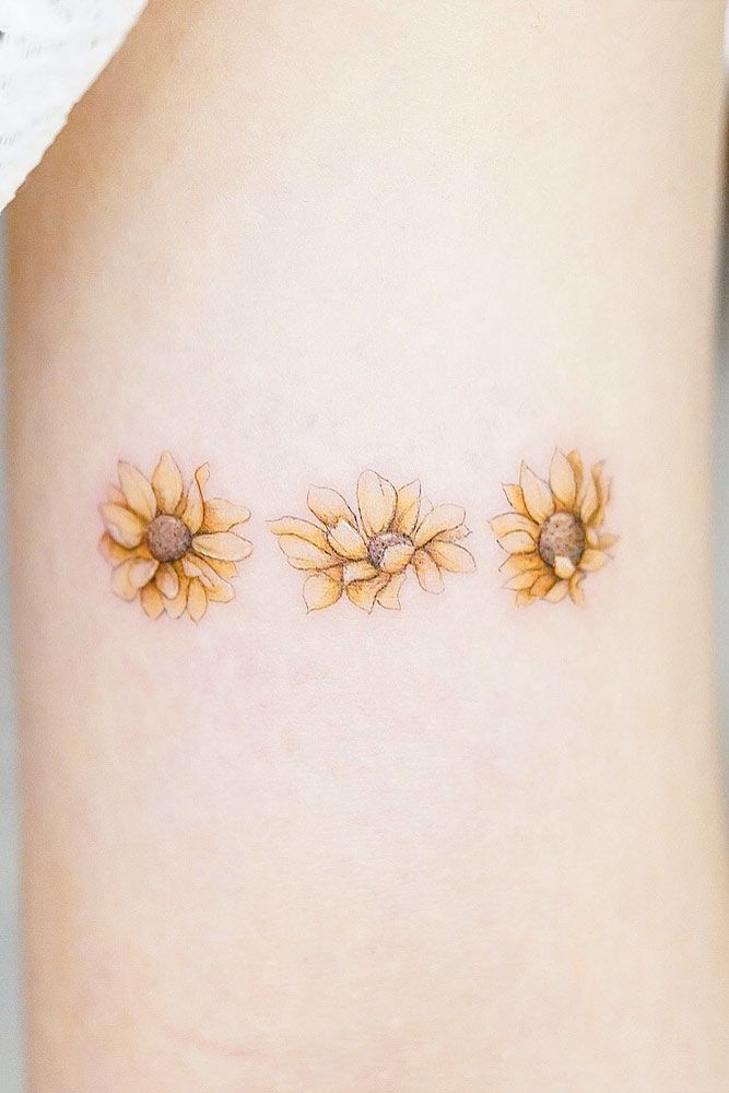 Sunflower Tattoo Small Design For Arm #watercolortattoo #smalltattoo