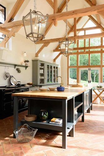 Kitchen Design Vaulted Ceiling With Wood Beams #kitchenarea #woodbeams