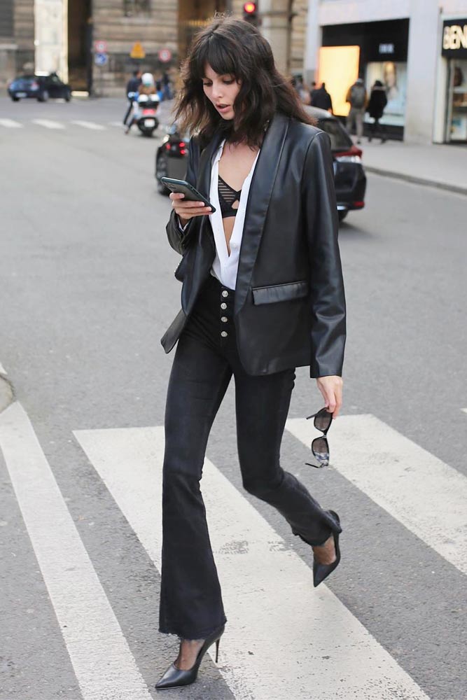 Leather Blazer Fashion Trend #blazer #blackjeans