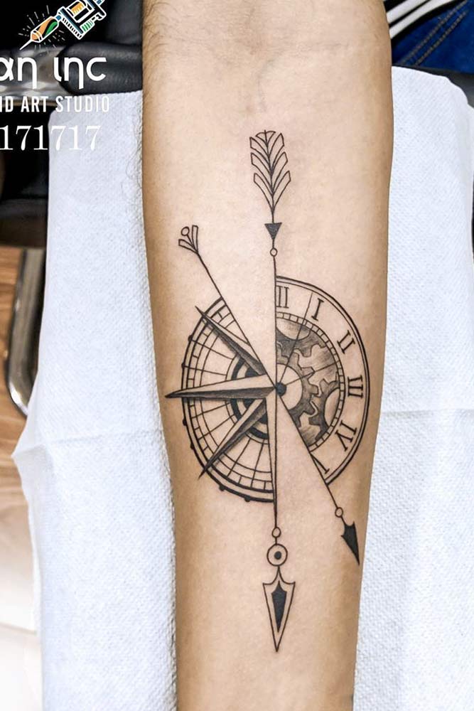 indian arrow compass tattoo