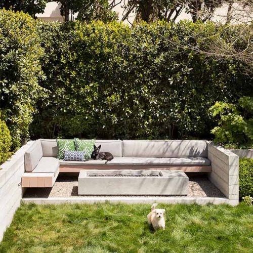 The Backyard Fire Pit With A Built-In L-shaped Sofa #lshapedsofa