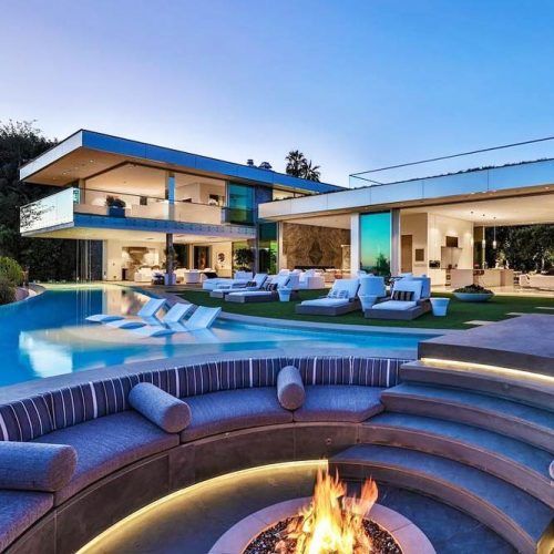 Fire Pit With Swimming Pool Area #swimmingpool