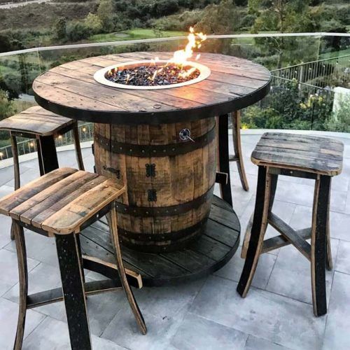 Rustic Wooden Fire Pit Area #woodenchairs