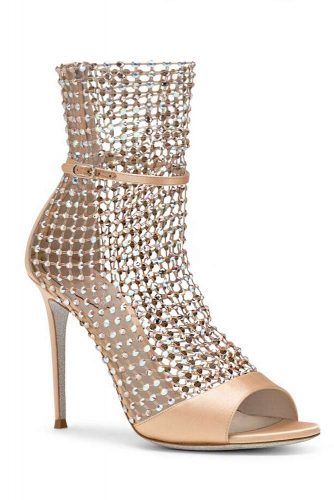 Gold Ankle Strap Sandals With Chain Mail Front #opentoeheels