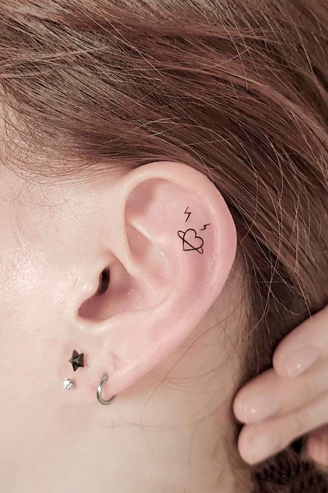 Small Heart Tattoo On Ear #eartattoo #tinytattoo #hidedtattoo