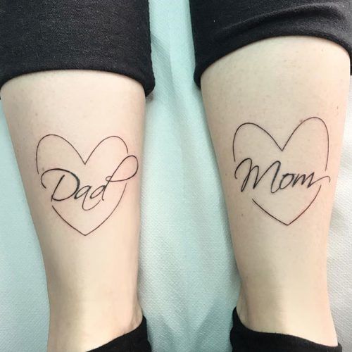 Double Hearts To Show Your Love To Parents #legtattoo 