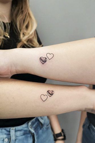 Matching Double Heart Tattoos For Best Friends #bestfriendstattoo #sistertattoos #matchingtattoos