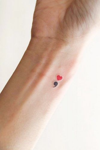 Semicolon Heart Tattoos #semicolontattoo #wristtattoo