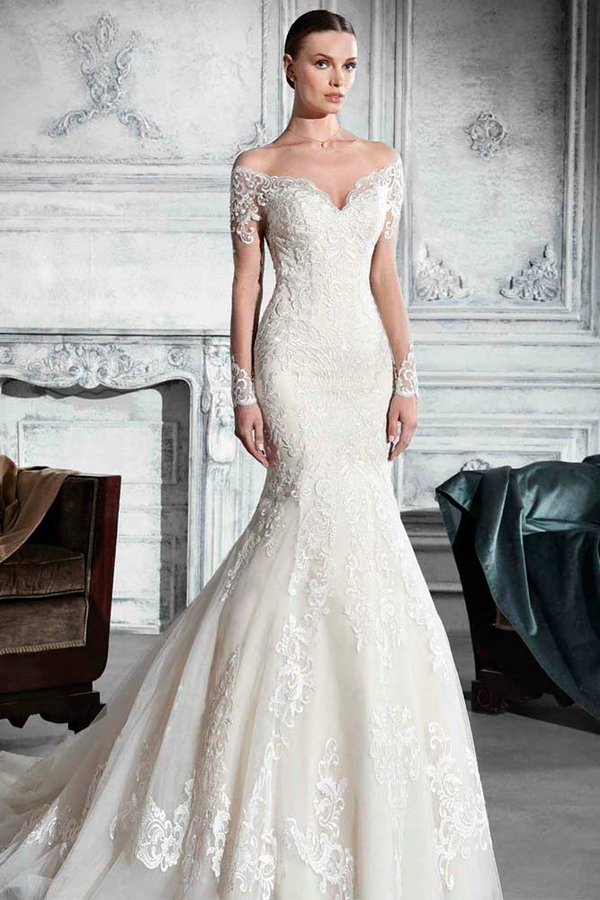 Shoulder Off Wedding Dress With Long Sleeves #weddingdress #longweddingdress