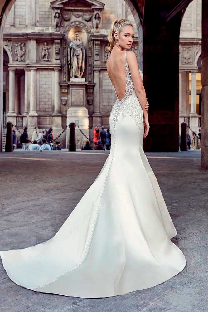 Sexy Mermaid Wedding Gown With Open Back #openbackdress #weddinggown