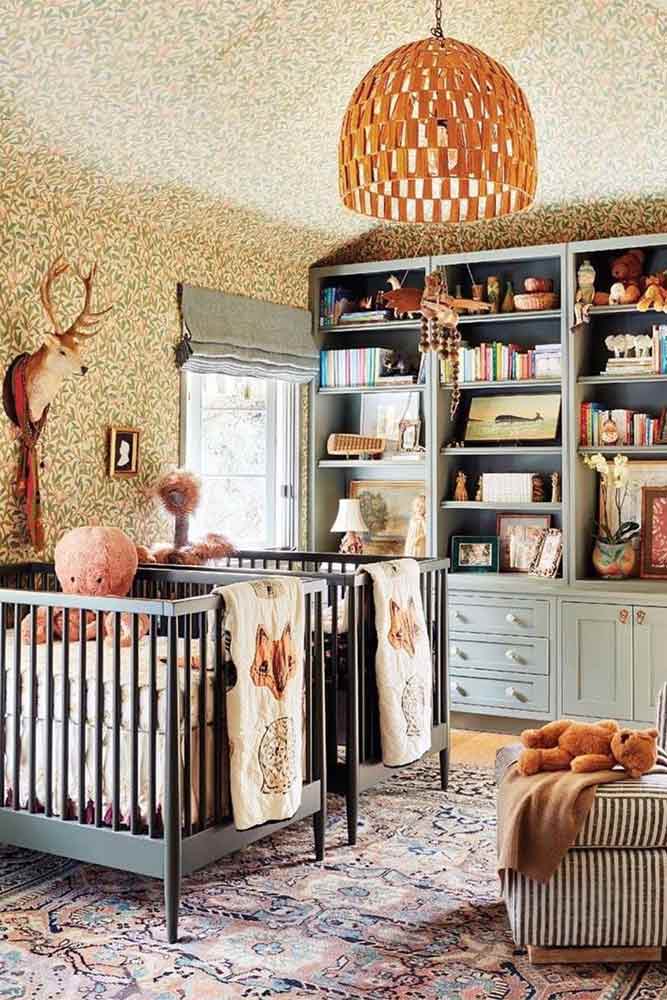 Classic Nursery Design For Twins #foxdecor #twinnursery