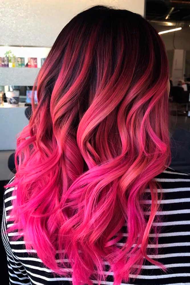 Pink Ombre On Dark Base #colorfulhair #ombrehair #wavyhairstyles