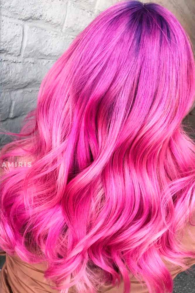 Bubblegum Pink #brighthaircolor #wavyhair
