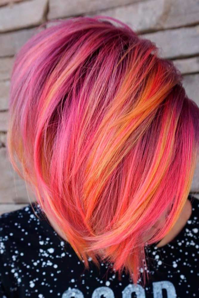 Bold Color Mix #colorfulhair #shorthairstyles