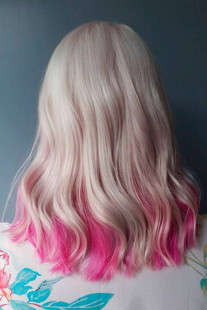 Blonde With Pink Ends #blondehair #ombrehair