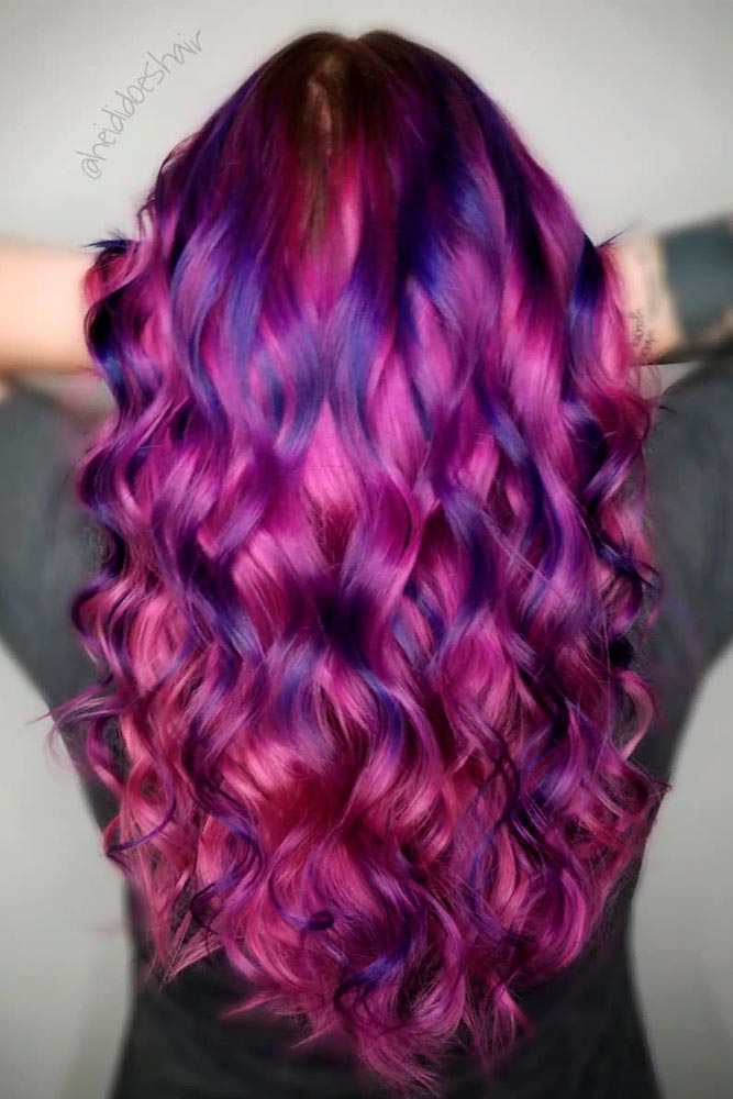 Pink And Purple Hair #colorfulhair #curlyhairstyles