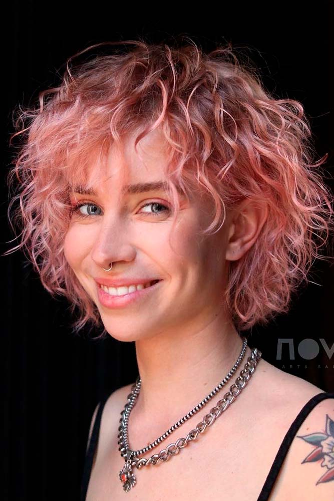 Flamingo Pink Pastel Shade #curlyhair #shorthairstyles