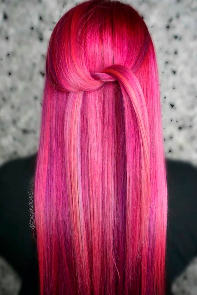 pink highlights in red hair