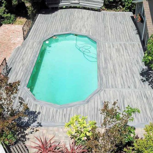 Wooden Pool Deck Design Around Vinyl Liner Pool #abovagroundpool