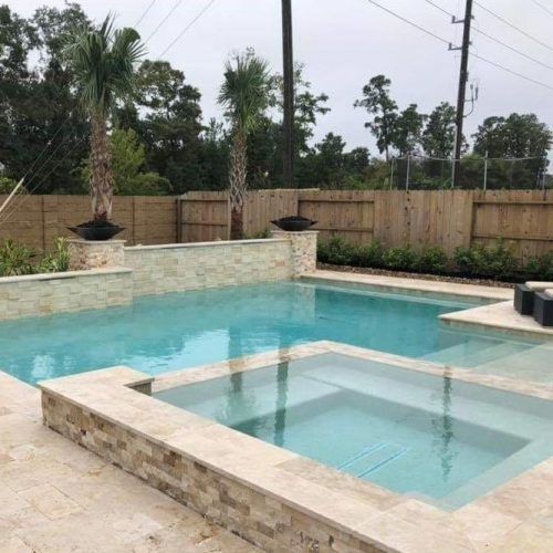 French Pattern Ivory Travertine Pavers For Your Pool Deck #frenchpatternpavers