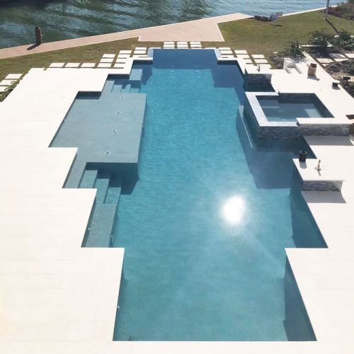 Pool Deck With Concrete Blocks Construction #concreteblocks