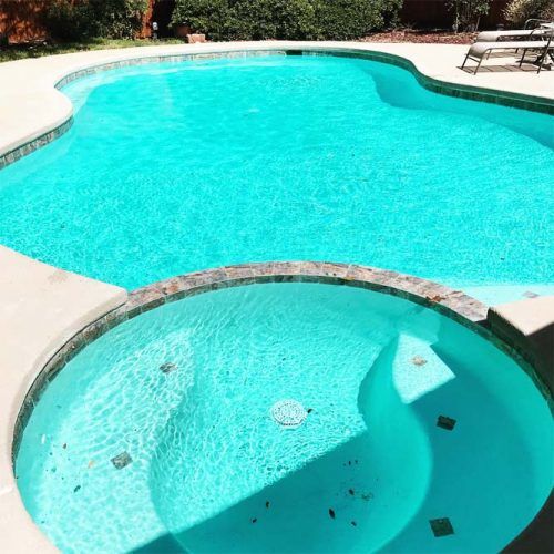 Pool Deck With Gemstone Emerald Water Line And Spotter #gemstonewaterline
