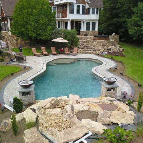 Natural Mountain Lake Style Custom Pool Project #naturalstone