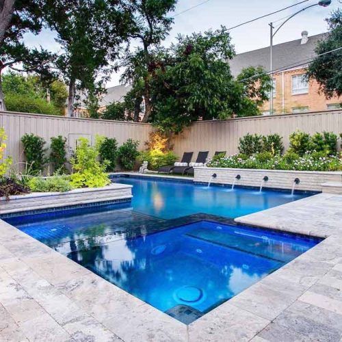 Modern Pool With Stone Deck #concretedeck #moderndeck