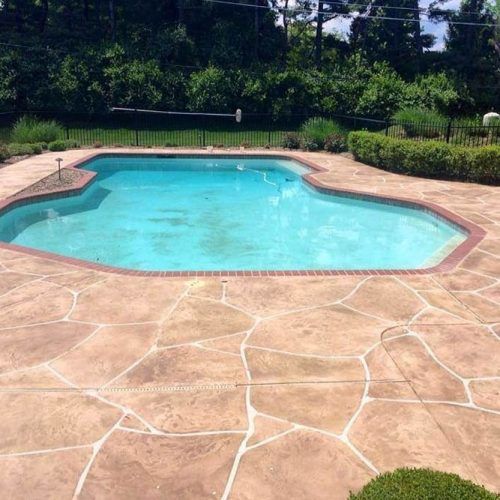 Pool Deck Design With Stamped Concrete #stampedconcrete